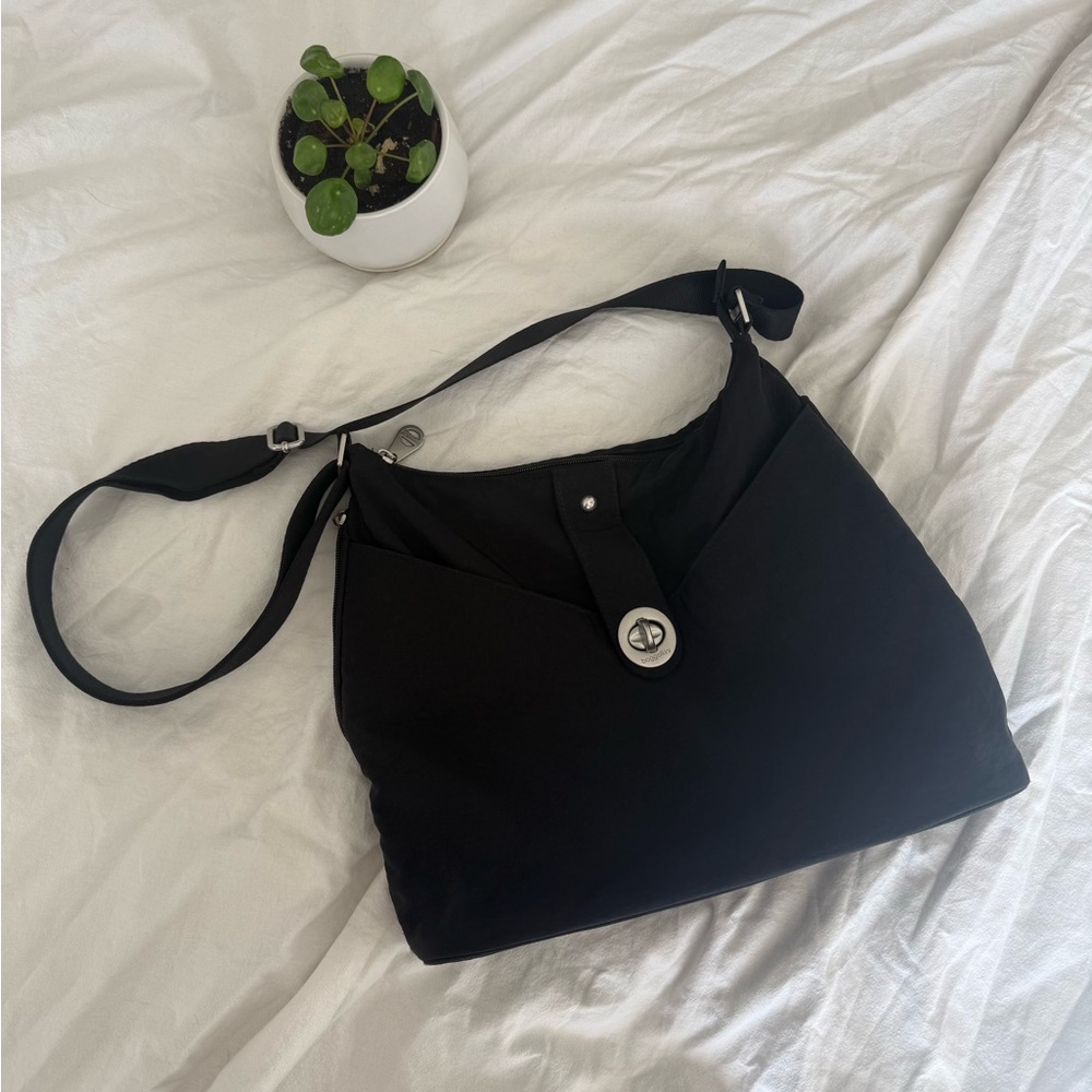 Baggallini Black Shoulder Bag with Silver Accents